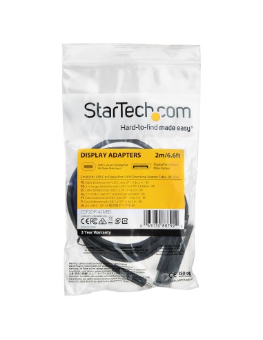 2m - Cable USB-C a DisplayPort 1.4 - Bidireccional