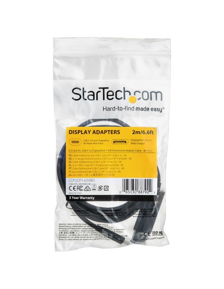 2m - Cable USB-C a DisplayPort 1.4 - Bidireccional