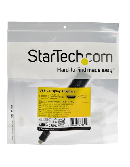 Adaptador USB-C a HDMI con HDR - 4K 60Hz - Negro