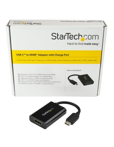 Adaptador USB-C a HDMI 4K con Entrega de Alimentación por USB - 60 Watts - Negro