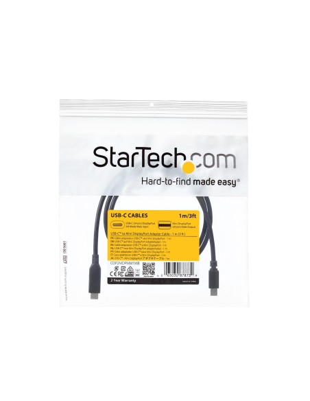 Cable de 1m USB-C a Mini DisplayPort - 4K 60Hz - Negro - Adaptador USB 3.1 Tipo C a mDP