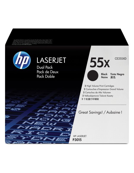 Pack de ahorro de 2 cartuchos de tóner original LaserJet 55X de alta capacidad negro