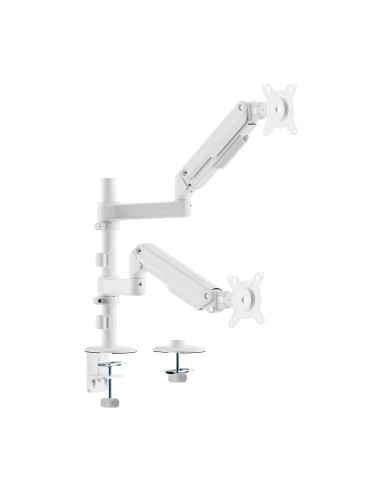 Soporte de Mesa Eco Contrapeso Giratorio e Inclinable para Monitor/TV 9kg (3 PIVOTES, 2 BRAZOS) de 17-32, Blanco