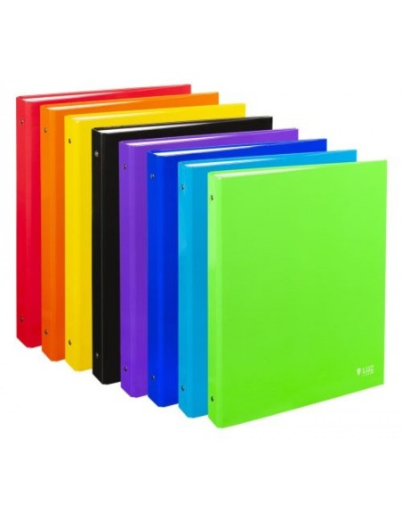 Exp 10 carpeta a5 4 anillas 25mm carton forrado colores surtutidos serie luz