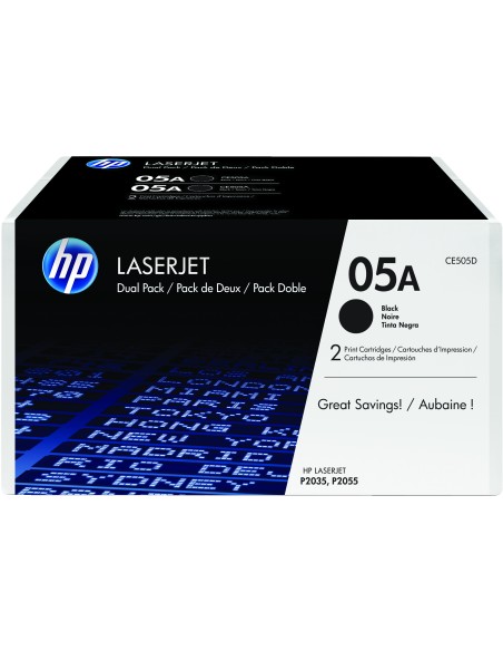 Pack de 2 cartuchos de tóner originales 05A LaserJet negro