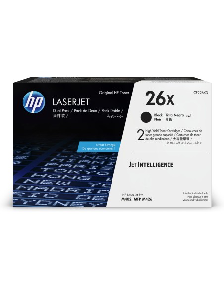 Paquete de 2 cartuchos de tóner negro Originales LaserJet 26X de alta capacidad
