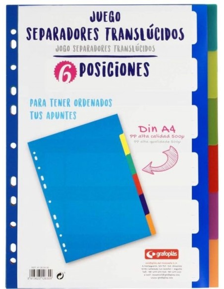 BOLSA SEPARADORES A4 EXTRA FUERTE 6 PESTANAS MULTITALADRO BOLSA SEPARADORES A4 EXTRA FUERTE 6 PESTANAS MULTITALADRO
