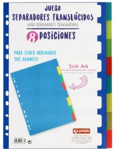 BOLSA SEPARADORES A4 EXTRA FUERTE 8 PESTANAS MULTITALADRO