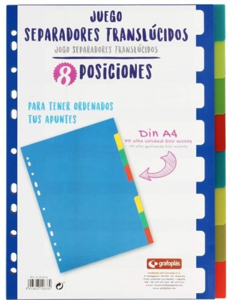 BOLSA SEPARADORES A4 EXTRA FUERTE 8 PESTANAS MULTITALADRO BOLSA SEPARADORES A4 EXTRA FUERTE 8 PESTANAS MULTITALADRO