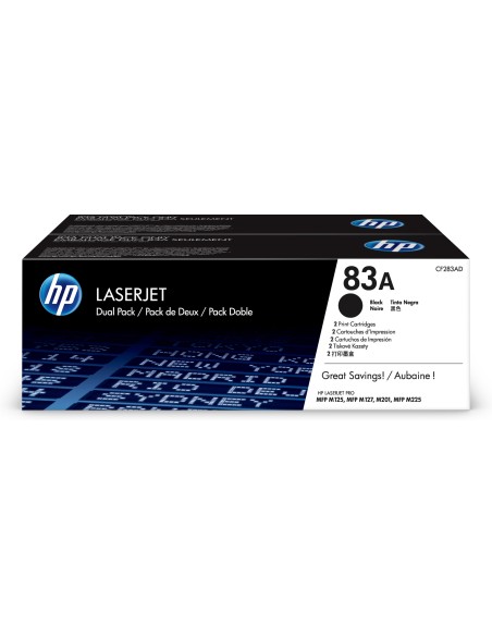 Pack de ahorro de 2 cartuchos de tóner original LaserJet 83A negro