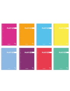 CUADERNO SERIE PLASTIPAC TAPA POLIPROPILENO 90 GRS. A-4 (210X297MM.) MICROPERFORADO 100 HOJAS CUADRÍCULA 5X5 + GRECA SURTIDO PAC