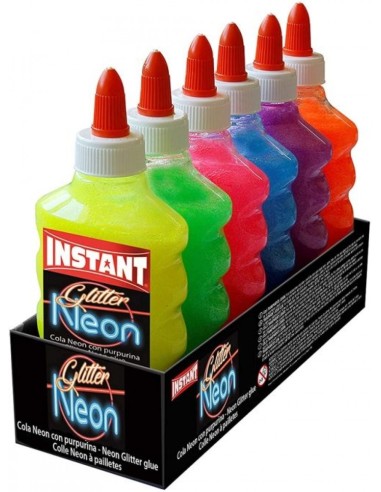 C 6 COLA GLITTER NEON CON PURPURINA SURTIDO 180ML