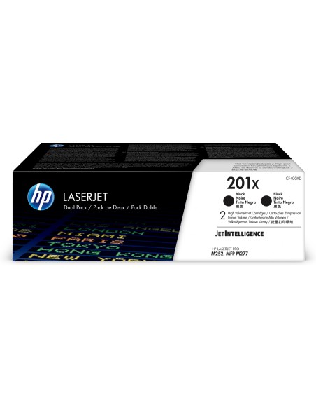 Paquete de 2 cartuchos de tóner negro Originales LaserJet 201X de alta capacidad