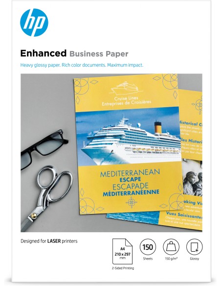 Papel láser brillante profesional de 150 g/m²- 150 hojas/A4/210 x 297 mm