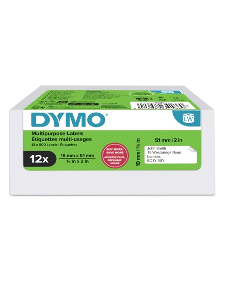 LW etiquetas auténticas multiusos/de dirección del remitente | 19 mm × 51 mm |12 rollos de 500 etiquetas con reverso fácil de re