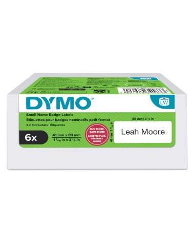 LW etiquetas auténticas de tarjeta de identificación pequeñas | 41 mm × 89 mm | 6 rollos de 300 etiquetas con reverso fácil de r