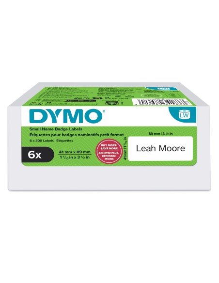 LW etiquetas auténticas de tarjeta de identificación pequeñas | 41 mm × 89 mm | 6 rollos de 300 etiquetas con reverso fácil de r