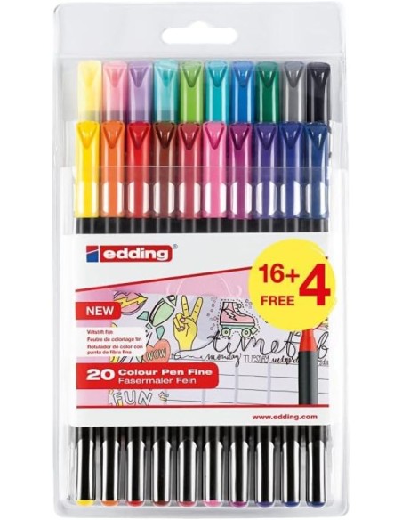 Estuche 20 rotulador edding 1200 surtido 16 colores clasicos 4 pastel