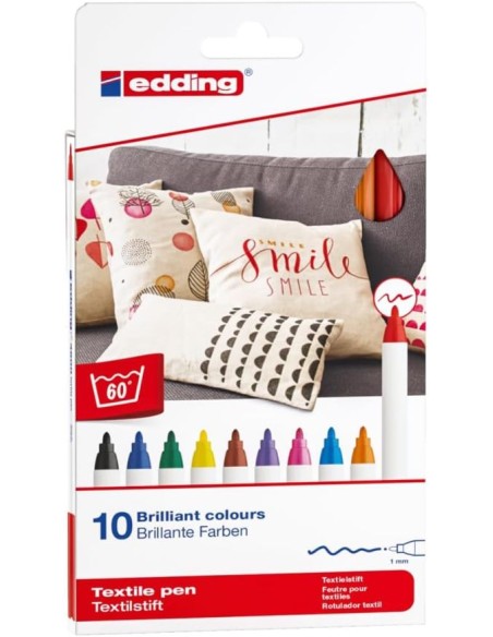 Estuche 10 rotulador edding 4600 textil colores surtidos