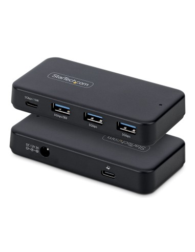 Hub USB-C y Tipo A de 4 Puertos - Ladrón USB de 5Gbps - Autoalimentado - Con Cable Host Tipo C y USB-A - 1x USB-C y 3x USB-A (1x