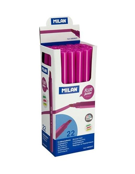 MILAN MARCADOR FLUORESCENTE JUNIOR ROSA PUNTA BISELADA CAJA -22U-