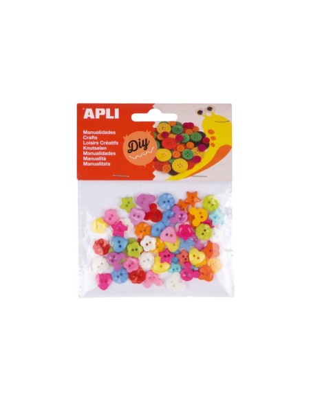 BOLSA 60 BOTONES PLASTICO APLI STDO 12MM
