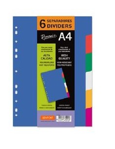 BOLSA SEPARADORES A4 EXTRA FUERTE 6 PESTANAS MULTITALADRO