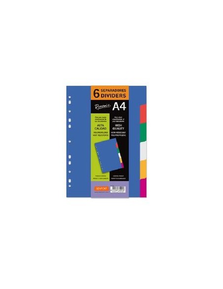 BOLSA SEPARADORES A4 EXTRA FUERTE 6 PESTANAS MULTITALADRO BOLSA SEPARADORES A4 EXTRA FUERTE 6 PESTANAS MULTITALADRO