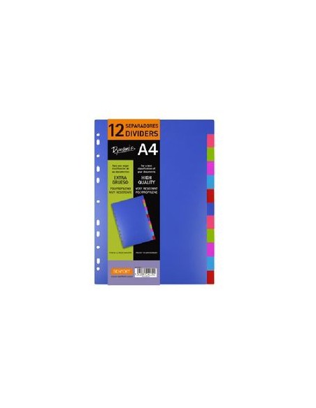 BOLSA SEPARADORES A4 EXTRA FUERTE 12 PESTANAS MULTITALADRO