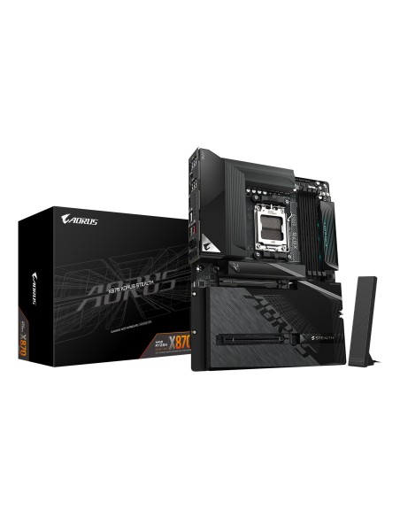 X870 AORUS STEALTH Placa Base - Compatible con procesadores AMD Ryzen 9000, VRM digital de 16+2+2 fases, hasta 8200MHz DDR5 (O.C