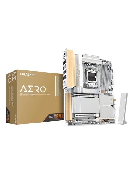 X870E AERO X3D WOOD Placa Base - Compatible con procesadores AMD Ryzen 9000, VRM digital de 16+2+2 fases, hasta 9000Hz DDR5 (O.C