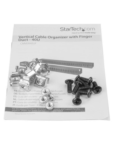 Gestor Organizador Vertical de Cableado con Lengüetas - 0U - 1,8m