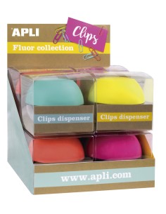 16905 dispensador de clips Azul, Fucsia, Naranja, Amarillo