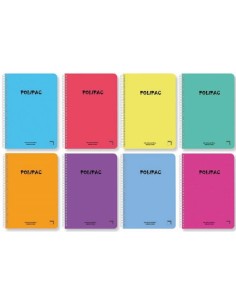 CUADERNO SERIE POLIPAC TAPA POLIPROPILENO FOLIO (215X310MM.) 80 HOJAS CUADRÍCULA 4X4 8 COLORES SURTIDOS PACSA 16952