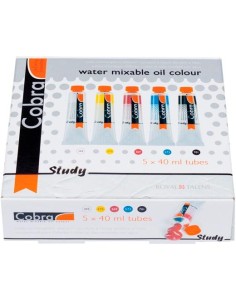 TALENS COBRA STUDY SET DE 5 TUBOS DE 40ML COLORES AL ÓLEO PRIMARIOS SURTIDOS