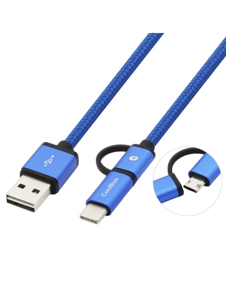COO-CAB-U2MC-BL cable USB 1 m USB 2.0 USB A USB C/Micro-USB B Azul