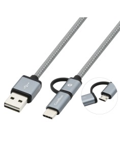 COO-CAB-U2MC-GR cable USB 1 m USB 2.0 USB A USB C/Micro-USB B Gris