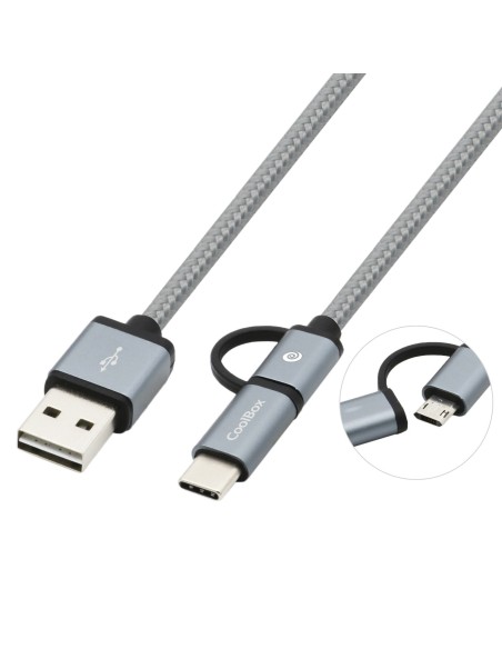 COO-CAB-U2MC-GR cable USB 1 m USB 2.0 USB A USB C/Micro-USB B Gris