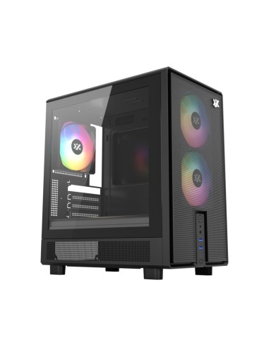 ATOM, Cristal Templado, Malla, 3x Pulsar 120mm A-RGB, PWM, Tipo C, M-ATX, Negra