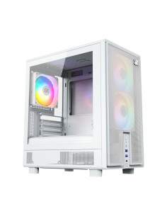 ATOM, Cristal Templado, Malla, 3x Pulsar 120mm A-RGB, PWM, Tipo C, M-ATX, Blanca