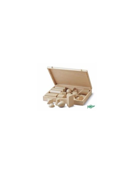 CAJA MADERA 25 CUERPOS GEOMETRICOS 5CM PLASTICO IMI MADERA