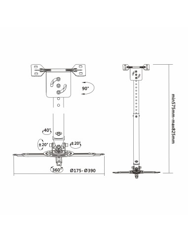 CP02TSRE-051 montaje para projector Techo Negro