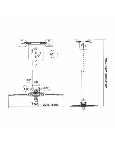 CP02TSRE-051 montaje para projector Techo Negro