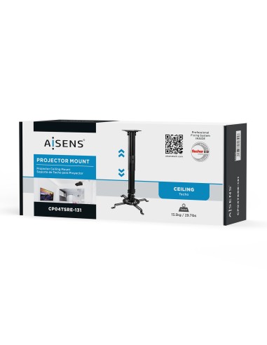 Soporte Universal Giratorio, Inclinable y Extensible de Techo para Proyector 13.5Kg, Negro