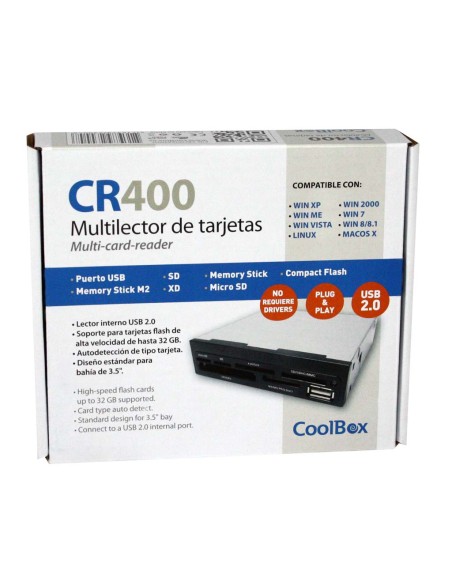CR-400V2 lector de tarjeta Interno Negro