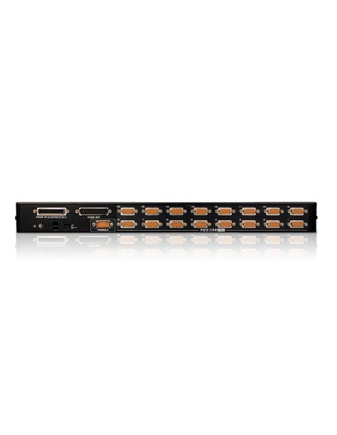 Switch KVM VGA PS/2-USB de 16 puertos con puerto para conexión en cadena y periféricos USB