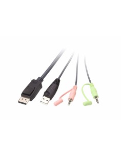 Switch KVM formato cable DisplayPort USB de 2 puertos selector remoto de puerto 2