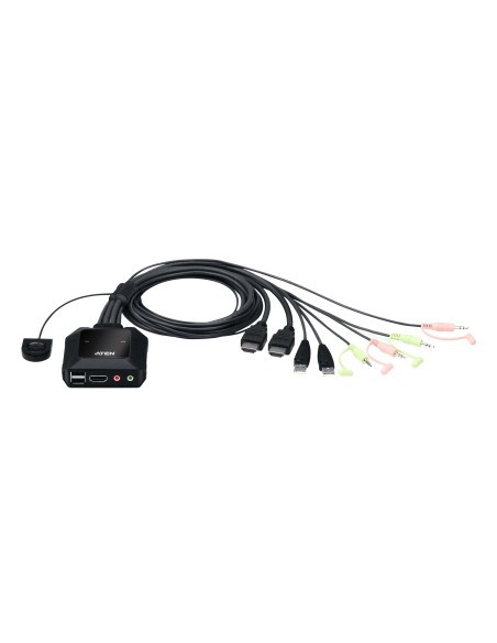 Switch KVM USB 4K HDMI de 2 puertos con cable con selector de puerto remoto Switch KVM USB 4K HDMI de 2 puertos con cable con selector de puerto remoto
