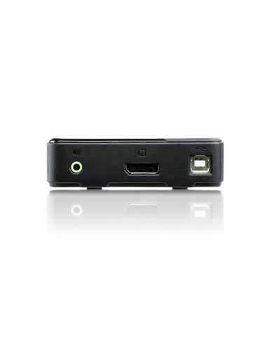 Switch KVM DisplayPort/Audio USB de 2 puertos (compatible con 4K, cables incluidos)