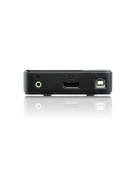 Switch KVM DisplayPort/Audio USB de 2 puertos (compatible con 4K, cables incluidos)